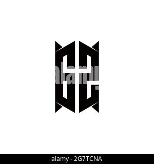 GZ Logo monogram with shield shape designs template vector icon modern Stock Vector