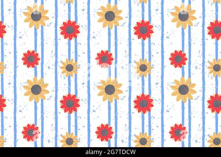 Orange sunflower vector pattern Stock Vector