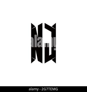 NJ Logo monogram with shield shape designs template vector icon modern Stock Vector