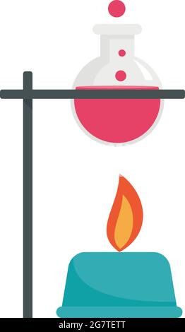 Boiling flask under fire icon. Flat illustration of boiling flask under fire vector icon isolated on white background Stock Vector