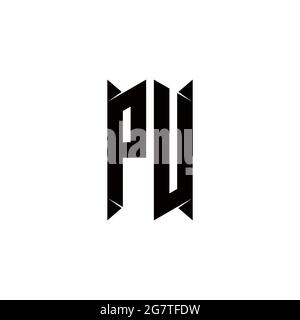 PU Logo monogram with shield shape designs template vector icon modern Stock Vector