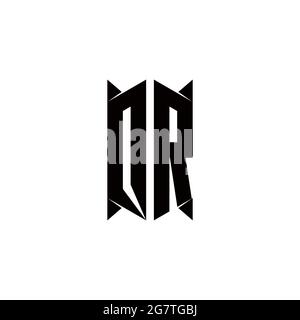 QR Logo monogram with shield shape designs template vector icon modern Stock Vector