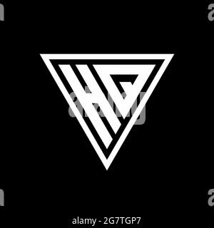 HQ Logo monogram with tirangle shape isolated on black background geometric vector icon Stock Vector