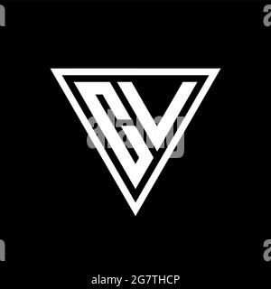 CV Logo monogram with tirangle shape isolated on black background geometric vector icon Stock Vector