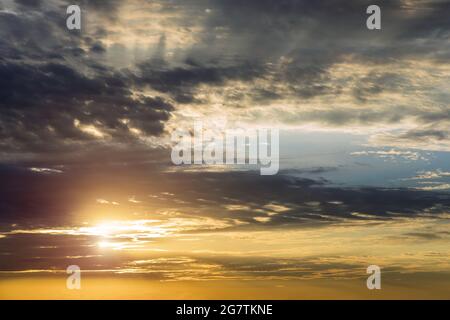 Beautiful sunset colorful sky with few clouds Stock Photo