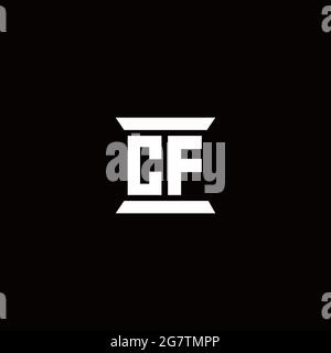 CF logo initial letter monogram with pillar shape design template isolated in black background Stock Vector