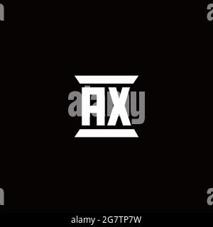AX logo initial letter monogram with pillar shape design template isolated in black background Stock Vector