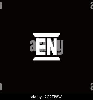 EN logo initial letter monogram with pillar shape design template isolated in black background Stock Vector