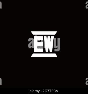 EW logo initial letter monogram with pillar shape design template isolated in black background Stock Vector