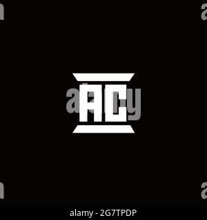 AC logo initial letter monogram with pillar shape design template isolated in black background Stock Vector