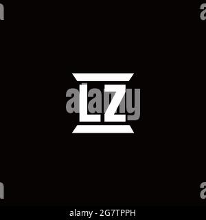 LZ logo initial letter monogram with pillar shape design template isolated in black background Stock Vector
