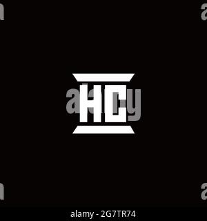 HC logo initial letter monogram with pillar shape design template isolated in black background Stock Vector