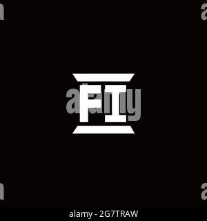 FI logo initial letter monogram with pillar shape design template isolated in black background Stock Vector