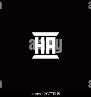 HA logo initial letter monogram with pillar shape design template isolated in black background Stock Vector