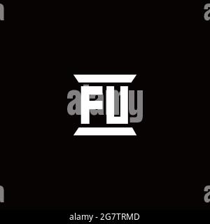 FU logo initial letter monogram with pillar shape design template isolated in black background Stock Vector