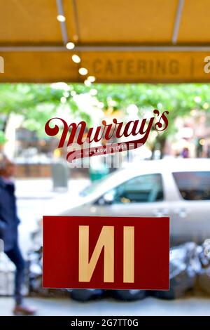 Entrance to Murray’s Cheese Flagship store on Bleecker Street in Greenwich Village, New York City.  Opened in 1940, is now owned by Kroger Co. Stock Photo