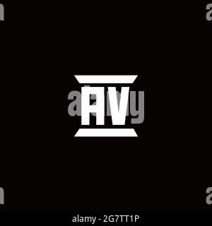 AV logo initial letter monogram with pillar shape design template isolated in black background Stock Vector