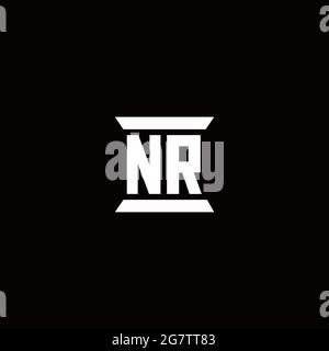 NR logo initial letter monogram with pillar shape design template isolated in black background Stock Vector