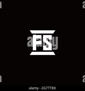 FS logo initial letter monogram with pillar shape design template isolated in black background Stock Vector
