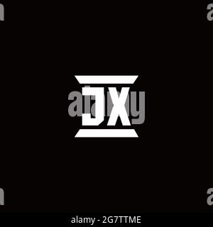 JX logo initial letter monogram with pillar shape design template isolated in black background Stock Vector