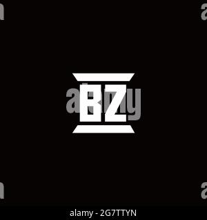 BZ logo initial letter monogram with pillar shape design template isolated in black background Stock Vector