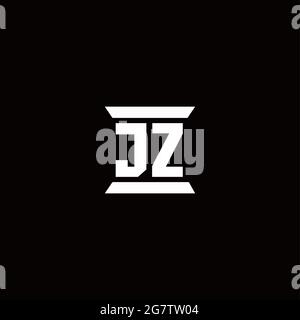 JZ logo initial letter monogram with pillar shape design template isolated in black background Stock Vector