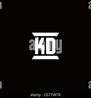 KD logo initial letter monogram with pillar shape design template isolated in black background Stock Vector