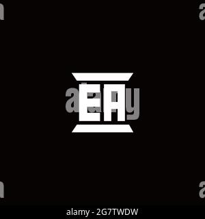 EA logo initial letter monogram with pillar shape design template isolated in black background Stock Vector