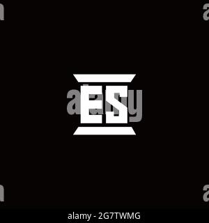 ES logo initial letter monogram with pillar shape design template isolated in black background Stock Vector