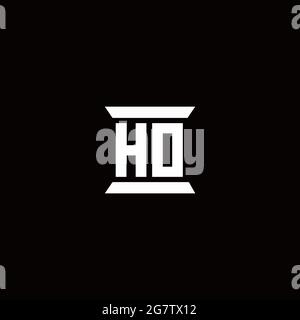 HO logo initial letter monogram with pillar shape design template isolated in black background Stock Vector