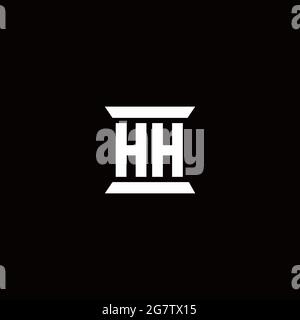 HH logo initial letter monogram with pillar shape design template isolated in black background Stock Vector