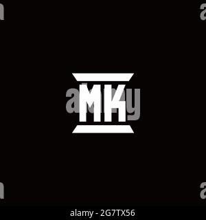 MK logo initial letter monogram with pillar shape design template isolated in black background Stock Vector