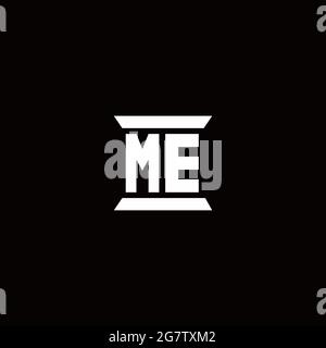 ME logo initial letter monogram with pillar shape design template isolated in black background Stock Vector