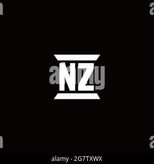 NZ logo initial letter monogram with pillar shape design template isolated in black background Stock Vector