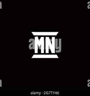MN logo initial letter monogram with pillar shape design template isolated in black background Stock Vector