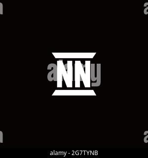 NN logo initial letter monogram with pillar shape design template isolated in black background Stock Vector