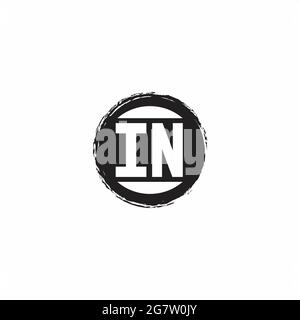 IN Logo Initial Letter Monogram with abstrac circle shape design template isolated in white background Stock Vector