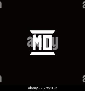 MO logo initial letter monogram with pillar shape design template isolated in black background Stock Vector