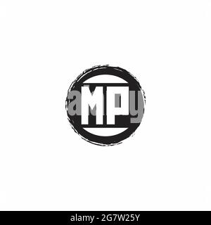 MP Logo Initial Letter Monogram with abstrac circle shape design template isolated in white background Stock Vector