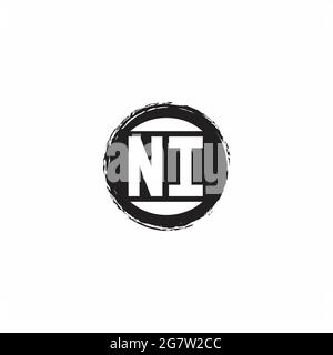 NI Logo Initial Letter Monogram with abstrac circle shape design template isolated in white background Stock Vector