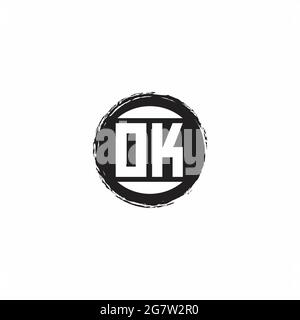 OK Logo Initial Letter Monogram with abstrac circle shape design template isolated in white background Stock Vector