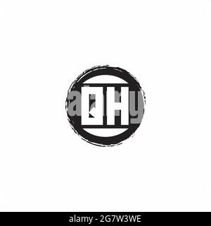 QH Logo Initial Letter Monogram with abstrac circle shape design template isolated in white background Stock Vector