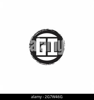 GI Logo Initial Letter Monogram with abstrac circle shape design template isolated in white background Stock Vector