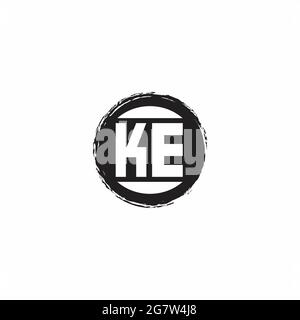 KE Logo Initial Letter Monogram with abstrac circle shape design template isolated in white background Stock Vector