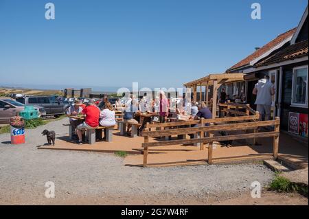 Fresh Fish And Chips At The Popular Beach Cafe At Dunwich, Suffolk, Uk 