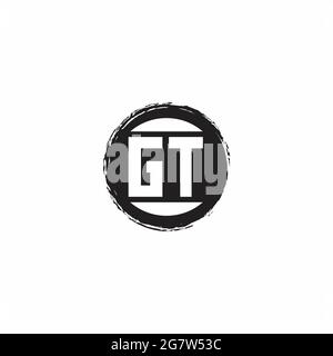 GT Logo Initial Letter Monogram with abstrac circle shape design template isolated in white background Stock Vector