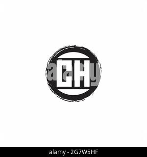 CH Logo Initial Letter Monogram with abstrac circle shape design template isolated in white background Stock Vector