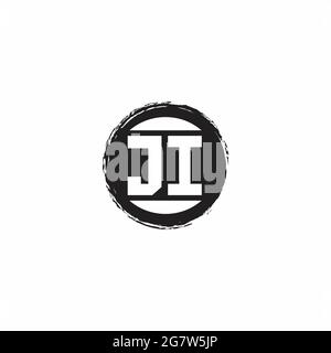 JI Logo Initial Letter Monogram with abstrac circle shape design template isolated in white background Stock Vector