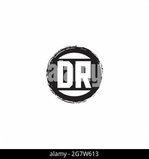 DR Logo Initial Letter Monogram with abstrac circle shape design template isolated in white background Stock Vector