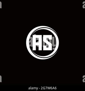 AS logo initial letter monogram with circle slice rounded design template isolated in black background Stock Vector
